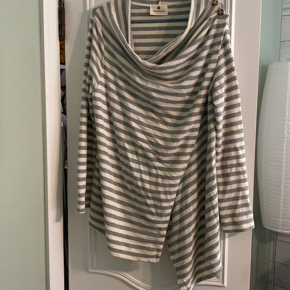 Betsy’s boutique cardigan with shoulder button closure.